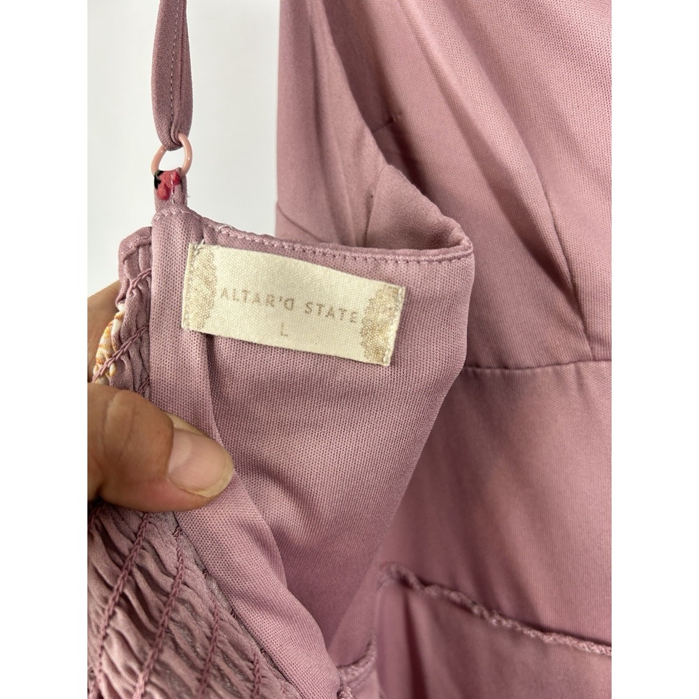 Altar'd State Mauve Pink Floral Tiered Maxi Dress - Picture 7 of 12